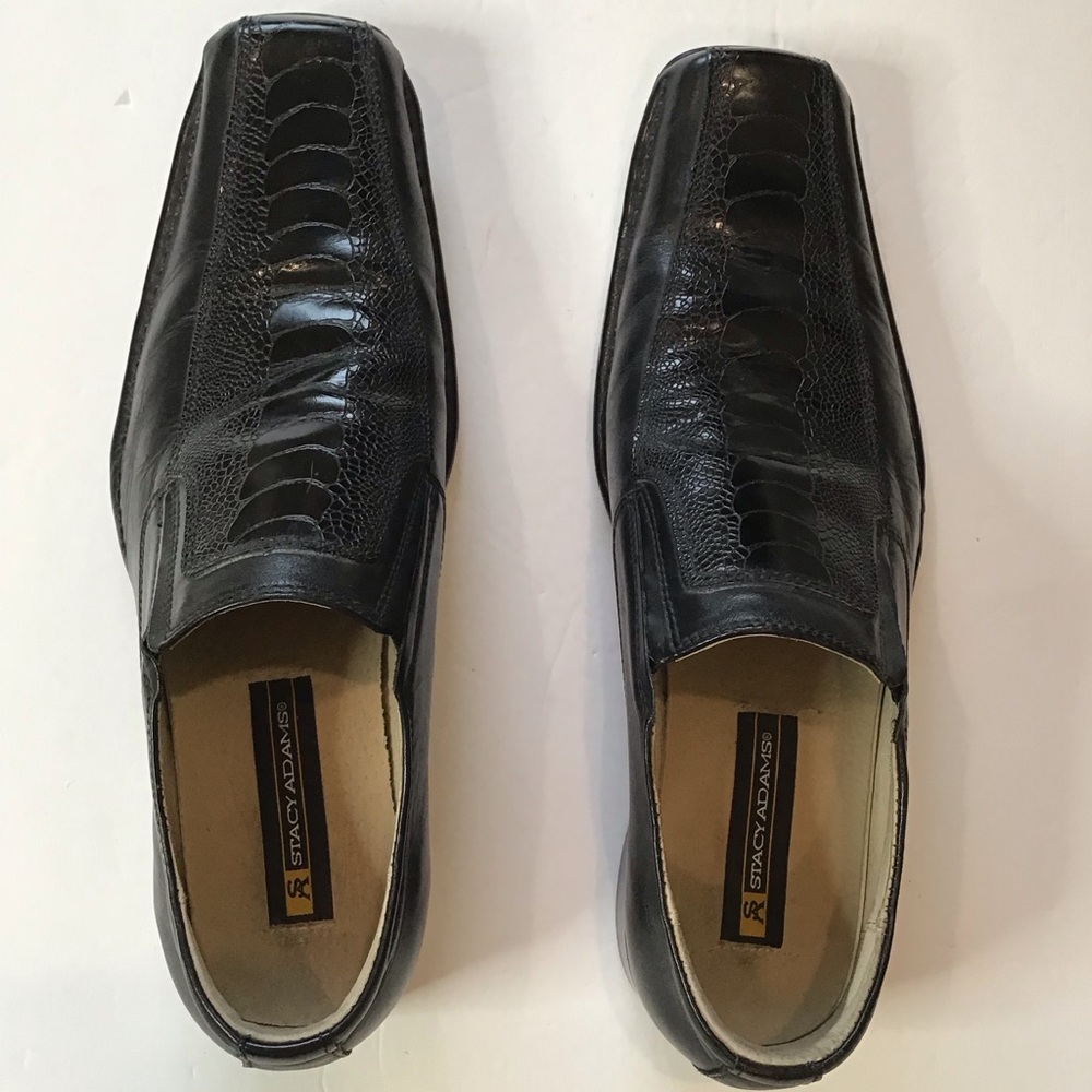 Stacy Adams Teague Black Alligator-OstrichTextured Loafers